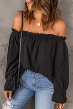 Off-Shoulder Flounce Sleeve Blouse - Amexza