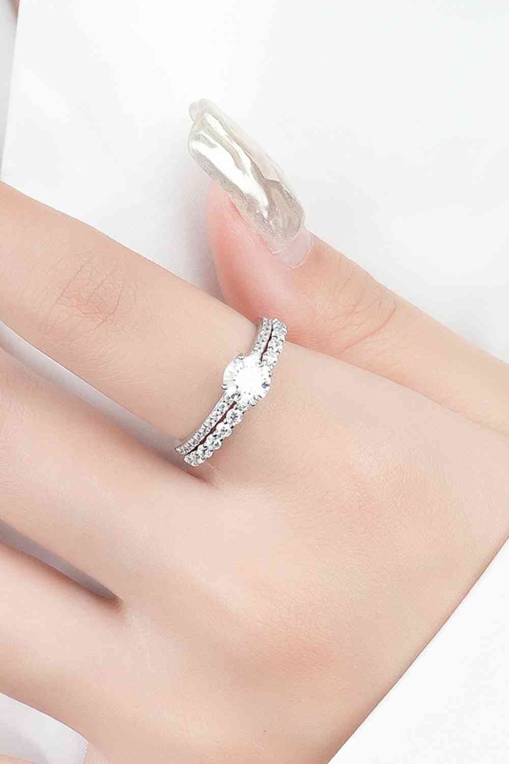 Moissanite 2-Piece 925 Sterling Silver Ring for a perfect OOTD – dress to impress outfits from Amexza