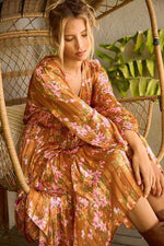 Mittoshop Flower Print Satin Lurex Stripe Smocked Midi Dress for a perfect OOTD – dress to impress outfits from Amexza