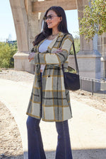 Double Take Full Size Plaid Button Up Lapel Collar Coat - Amexza