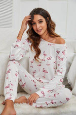 Flamingo Long Sleeve Top and Pants Lounge Set for a perfect OOTD – dress to impress outfits from Amexza