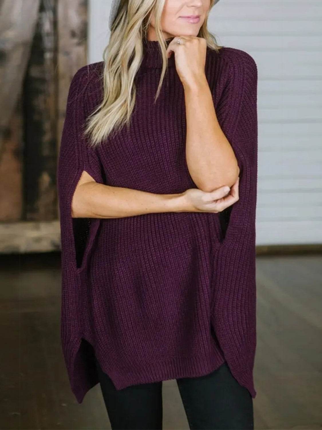 Turtleneck Slit Sweater for a perfect OOTD – dress to impress outfits from Amexza