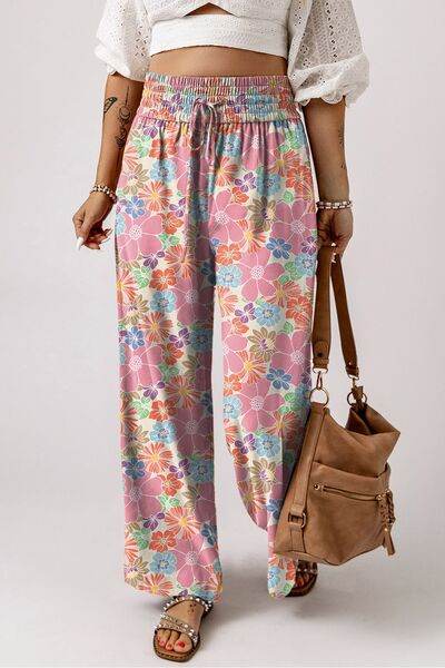 Drawstring Printed Wide Leg Pants Floral for a perfect OOTD – dress to impress outfits from Amexza