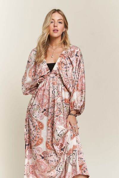 ADORA Printed V-Neck Batwing Sleeve Dress for a perfect OOTD – dress to impress outfits from Amexza