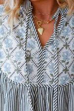 Tied Floral Printed Striped Long Sleeve Dress for a perfect OOTD – dress to impress outfits from Amexza