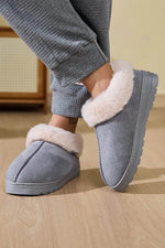Faux Fur Round Toe Platform Slippers Gray for a perfect OOTD – dress to impress outfits from Amexza