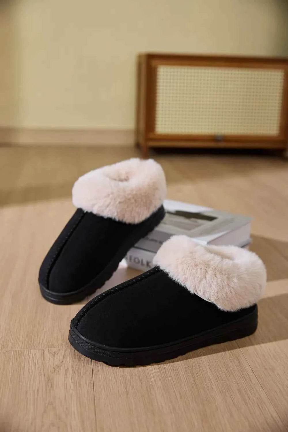 Faux Fur Round Toe Platform Slippers for a perfect OOTD – dress to impress outfits from Amexza