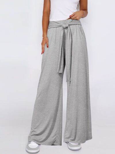 Tied Wide Leg Pants with Pockets for a perfect OOTD – dress to impress outfits from Amexza