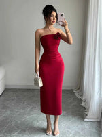 Slit Back Flower Tube Midi Dress