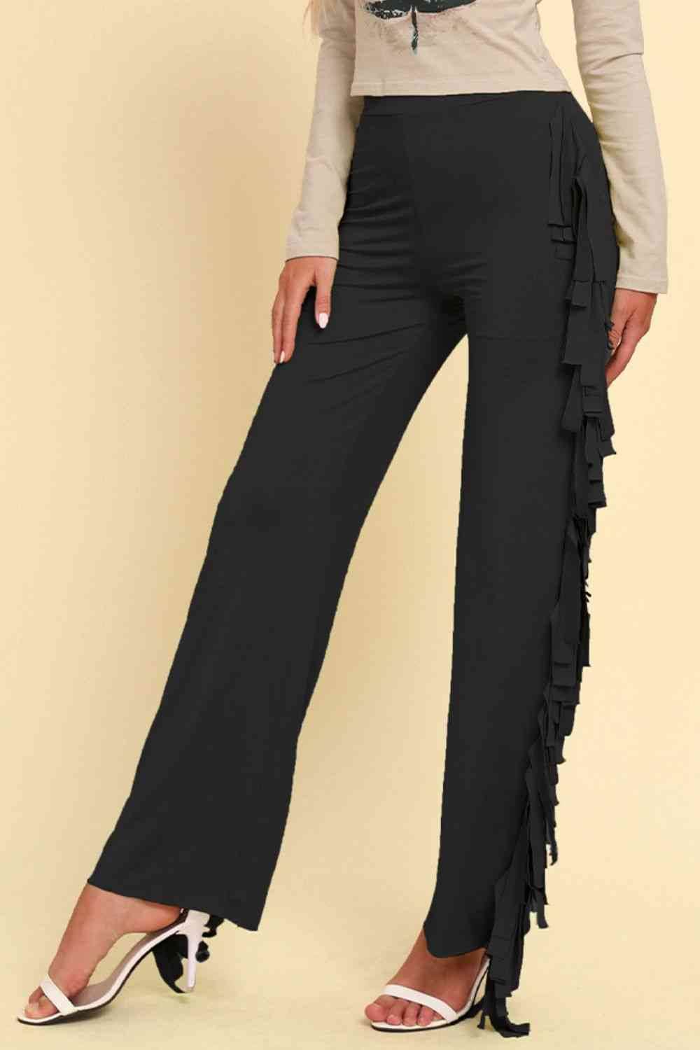 Fringe Trim Wide Leg Pants for a perfect OOTD – dress to impress outfits from Amexza