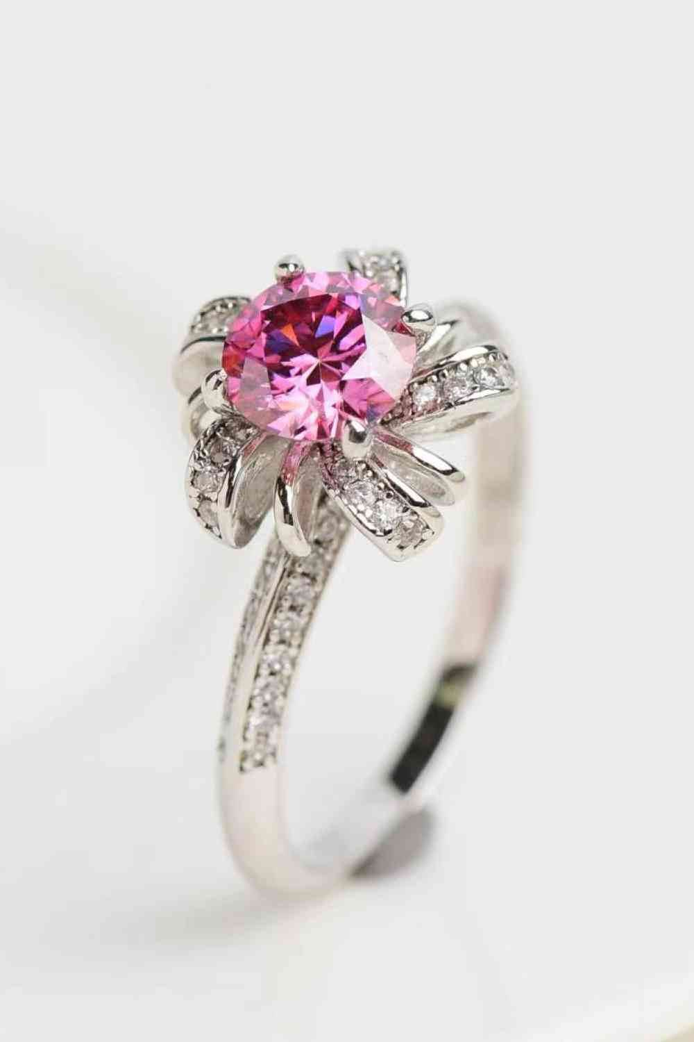 1 Carat Moissanite Flower-Shaped Ring Pink for a perfect OOTD – dress to impress outfits from Amexza