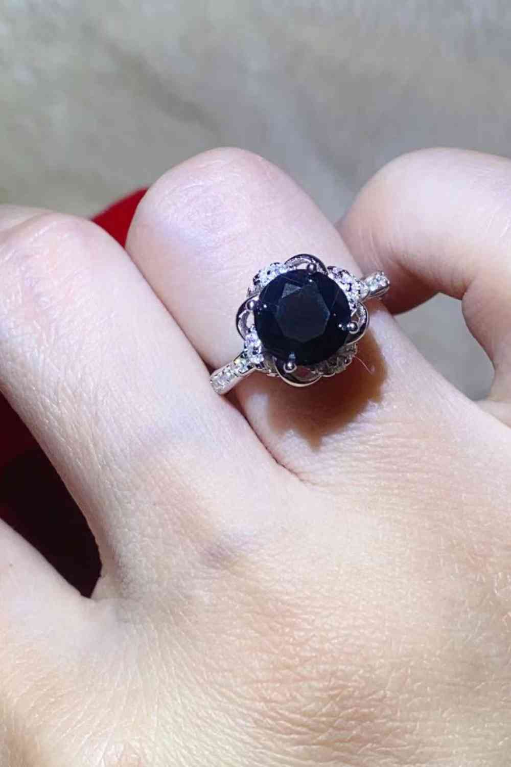 2 Carat Black Moissanite Floral Ring for a perfect OOTD – dress to impress outfits from Amexza