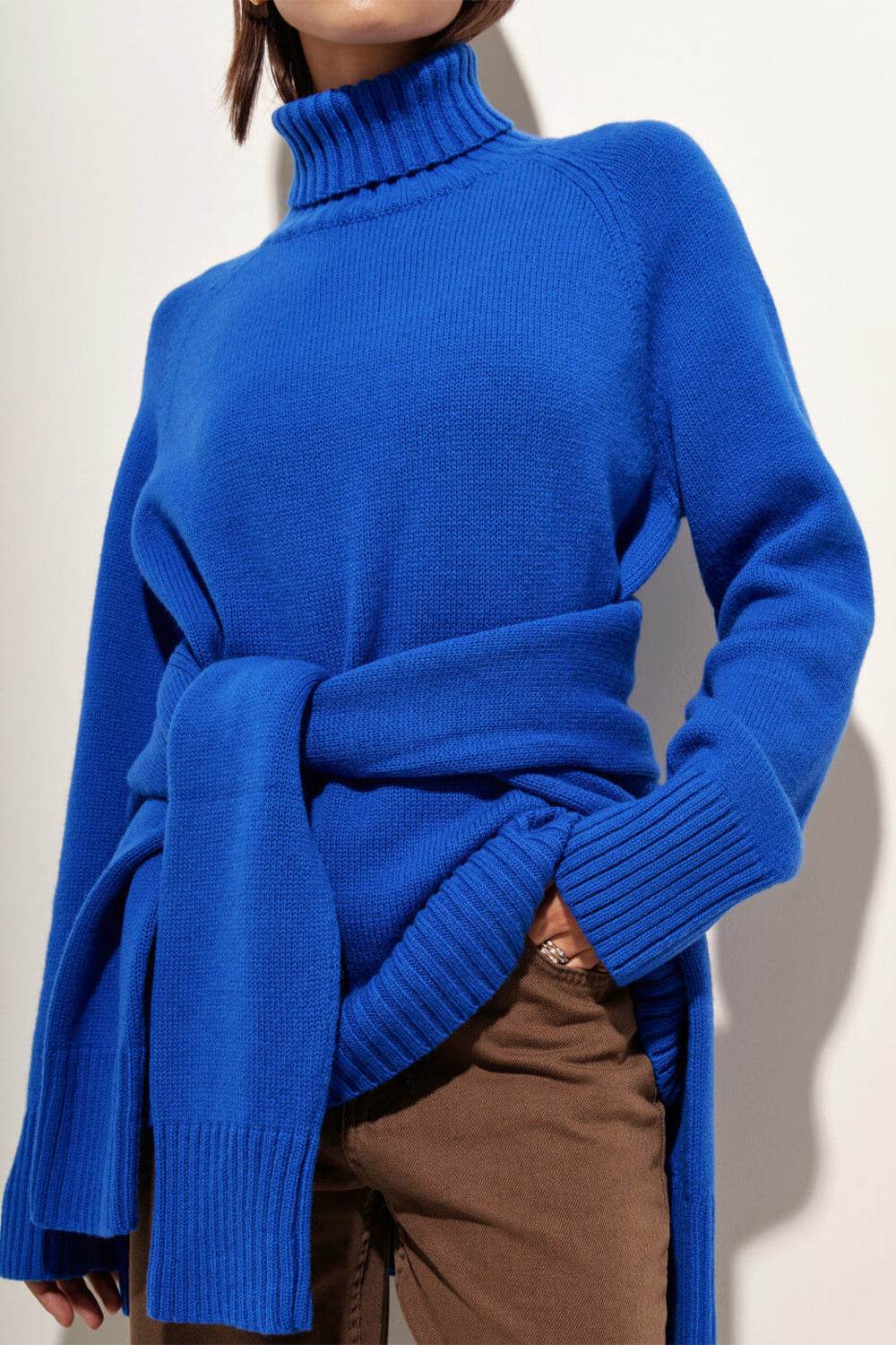 Turtle Neck Raglan Sleeve Sweater Royal Blue for a perfect OOTD – dress to impress outfits from Amexza