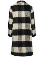 Plaid Double-Breasted Long Sleeve Coat - Amexza