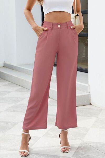 Pocketed High Waist Pants Dusty Pink for a perfect OOTD – dress to impress outfits from Amexza