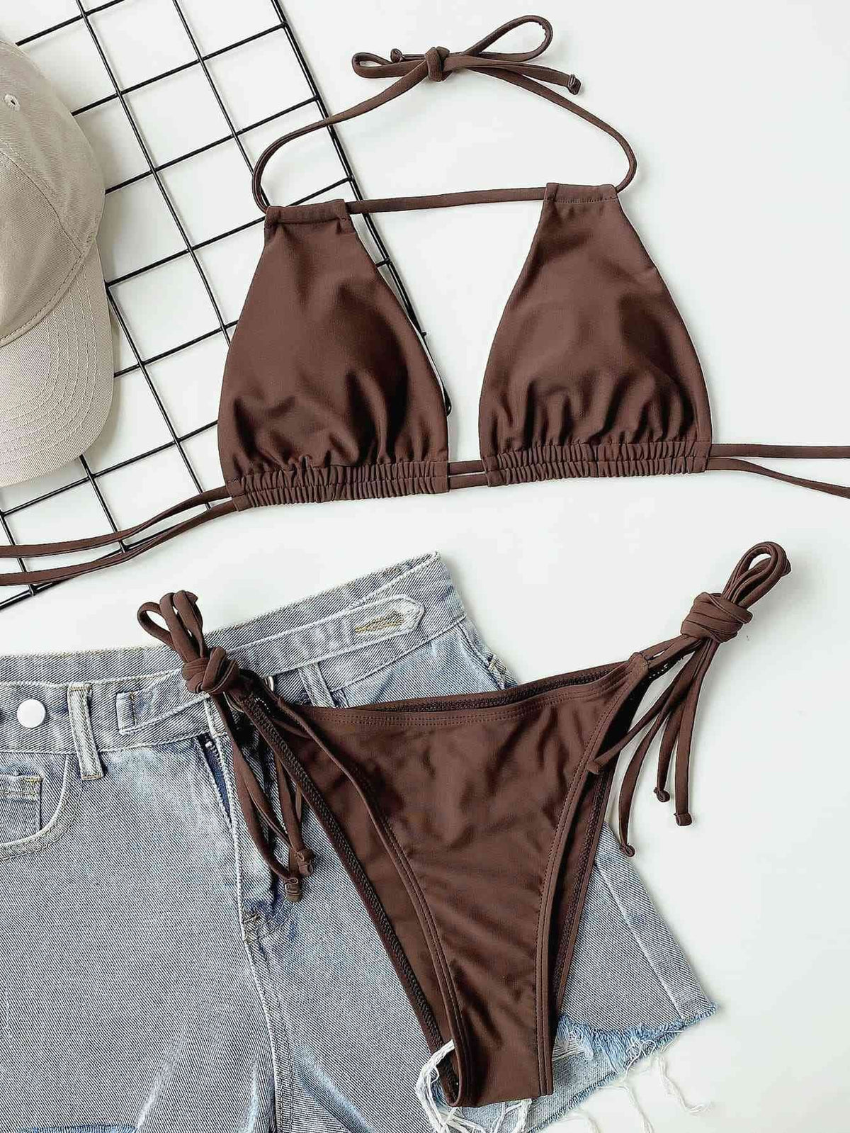Halter Neck Ruched Bikini Set for a perfect OOTD – dress to impress outfits from Amexza