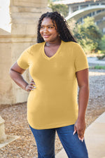 Basic Bae Bamboo Full SizeV-Neck Short Sleeve T-Shirt - Amexza