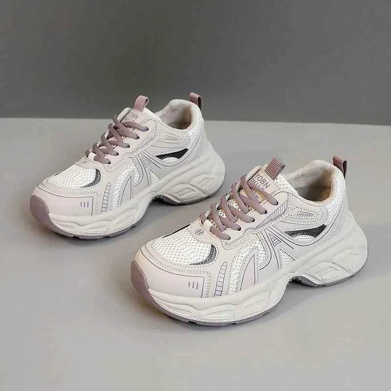 Mesh Lace Up Round Toe Platform Athletic Dusty Pink for a perfect OOTD – dress to impress outfits from Amexza