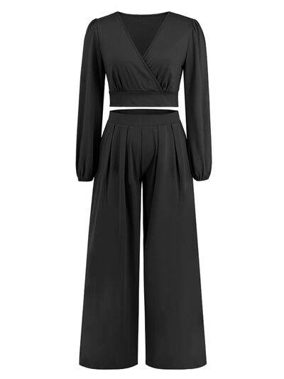 Surplice Top and Wide Leg Pants Set for a perfect OOTD – dress to impress outfits from Amexza