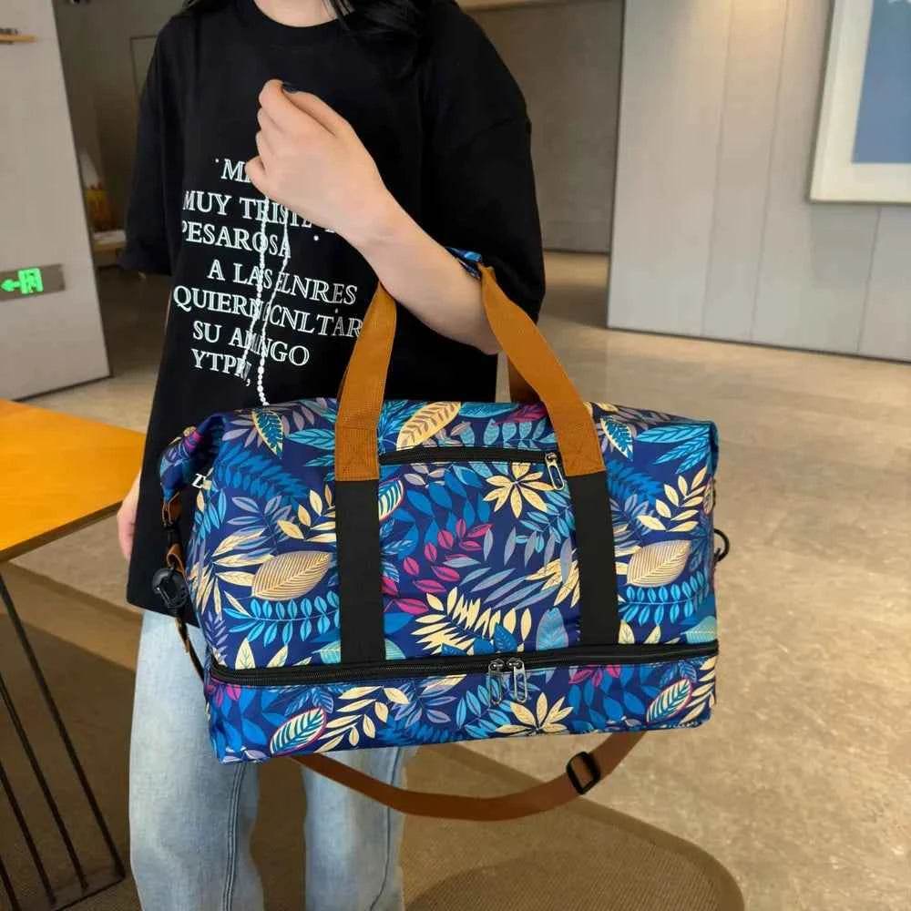 Canvas Printed Travel Bag Blue One Size for a perfect OOTD – dress to impress outfits from Amexza