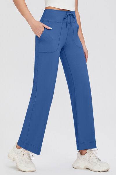 Basic Bae Full Size Drawstring High Waist Pants with Pockets - Amexza