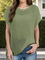 Openwork Round Neck Short Sleeve Cover-Up for a perfect OOTD – dress to impress outfits from Amexza