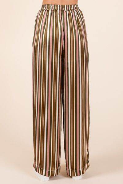 Mittoshop Striped Satin Elastic Waist Wide Leg Pants for a perfect OOTD – dress to impress outfits from Amexza