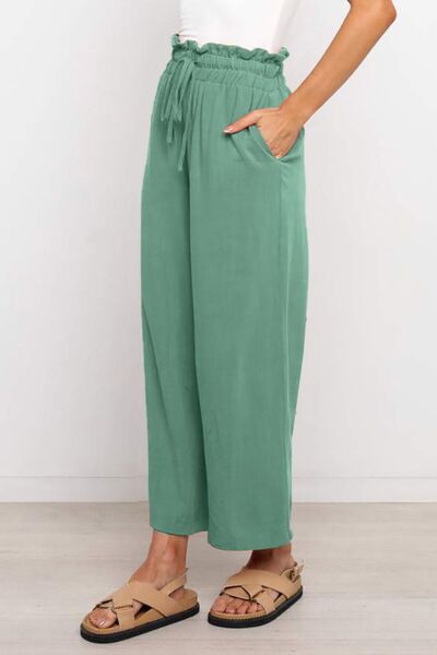 Drawstring Paperbag Waist Wide Leg Pants for a perfect OOTD – dress to impress outfits from Amexza