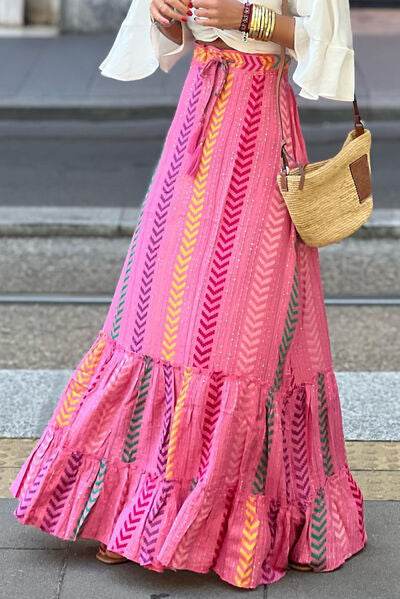 Drawstring Geometric High Waist Skirt Pink for a perfect OOTD – dress to impress outfits from Amexza