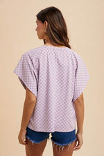 Annie Wear Checkered Round Neck Short Sleeve T-Shirt - Amexza