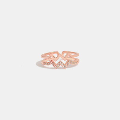 Wave Shape Inlaid Zircon Open Ring Rose Gold for a perfect OOTD – dress to impress outfits from Amexza