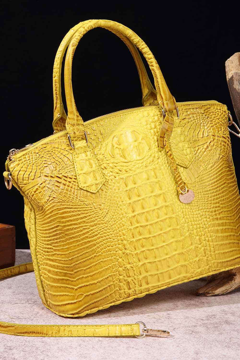 PU Leather Handbag Yellow One Size for a perfect OOTD – dress to impress outfits from Amexza
