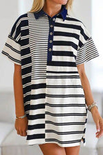 Button Detail Striped Short Sleeve Mini Dress for a perfect OOTD – dress to impress outfits from Amexza