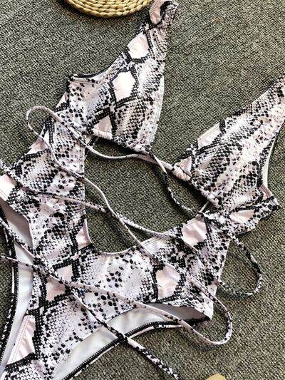 Lace-Up Backless Plunge One-Piece Swimwear for a perfect OOTD – dress to impress outfits from Amexza