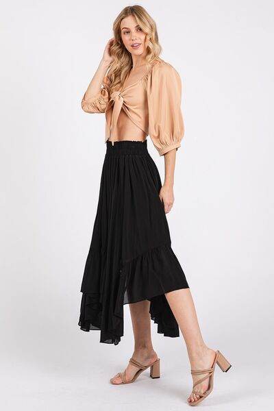 Mittoshop Handkerchief Hem Elastic Waist Pocket Midi Skirt for a perfect OOTD – dress to impress outfits from Amexza