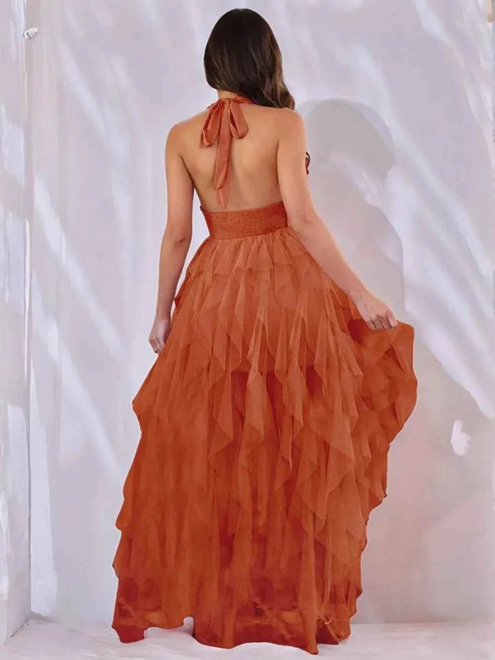 Halter Neck Irregular Mesh Dress for a perfect OOTD – dress to impress outfits from Amexza