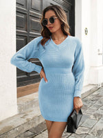 Rib-Knit V-Neck Sweater Dress for a perfect OOTD – dress to impress outfits from Amexza