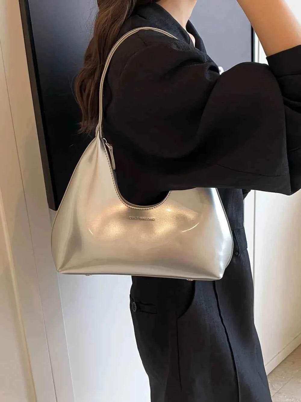 Moon Shape Shoulder Bag Silver One Size for a perfect OOTD – dress to impress outfits from Amexza