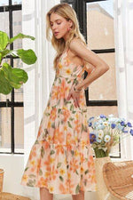 ADORA Smocked Back Floral Adjustable Strap Midi Dress for a perfect OOTD – dress to impress outfits from Amexza