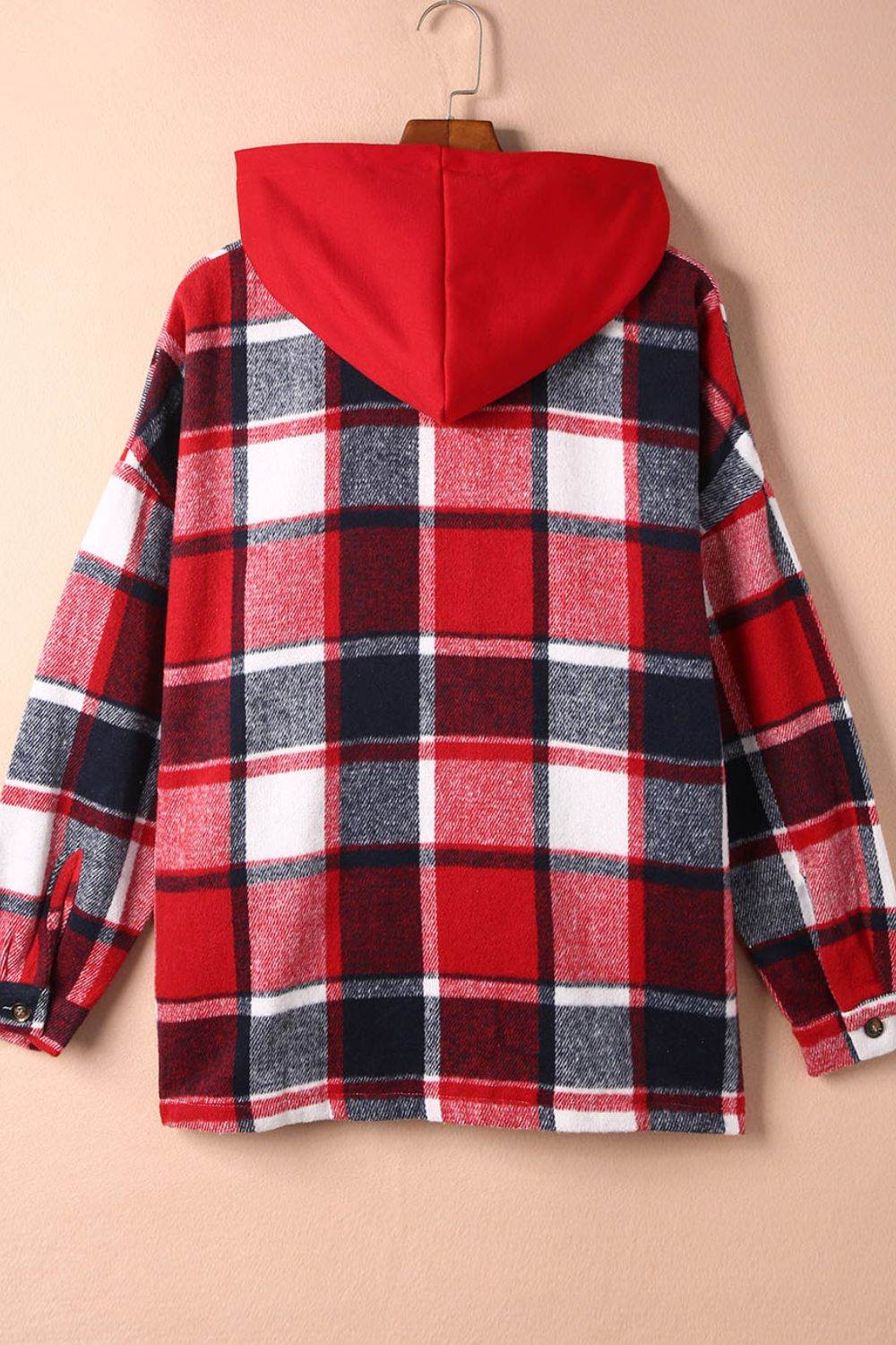 Plaid Button Up Hooded Shacket for a perfect OOTD – dress to impress outfits from Amexza