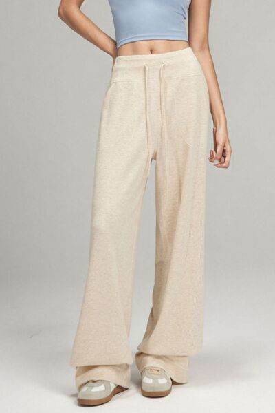 Basic Bae Drawstring Wide Leg Pants with Pockets - Amexza