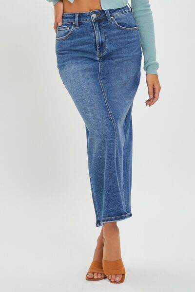 RISEN High Rise Back Slit Denim Skirt for a perfect OOTD – dress to impress outfits from Amexza