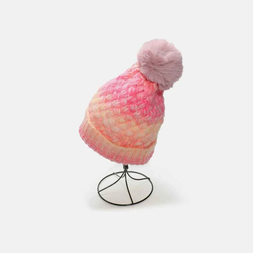 Gradient Knit Hat with Pompom Pink One Size for a perfect OOTD – dress to impress outfits from Amexza