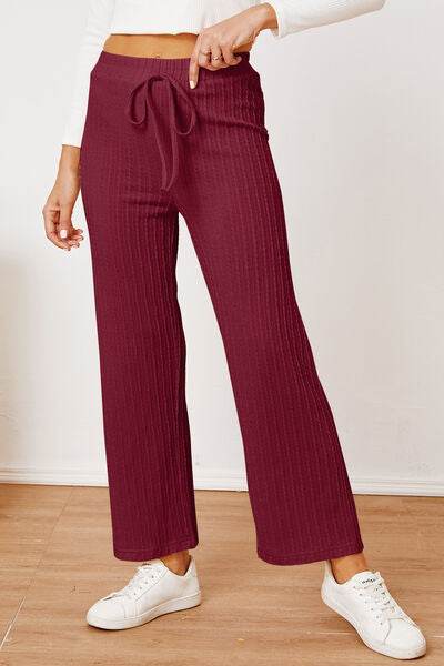 Textured Elastic Waist Straight Pants for a perfect OOTD – dress to impress outfits from Amexza