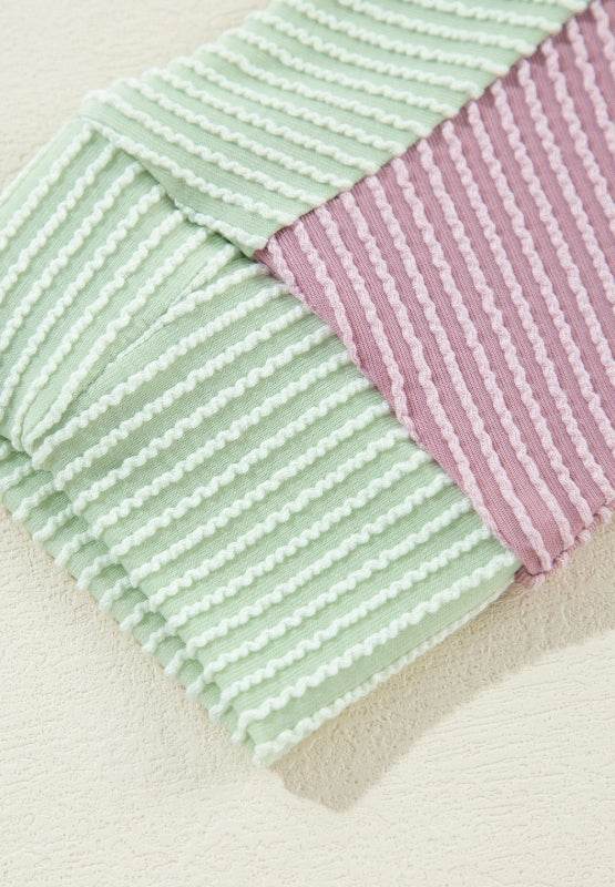 Color Block Corded Button Up Shacket - Amexza