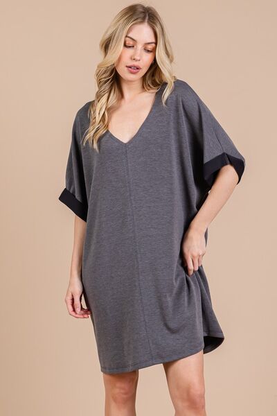 Ces Femme V-Neck Half Sleeve Dress for a perfect OOTD – dress to impress outfits from Amexza