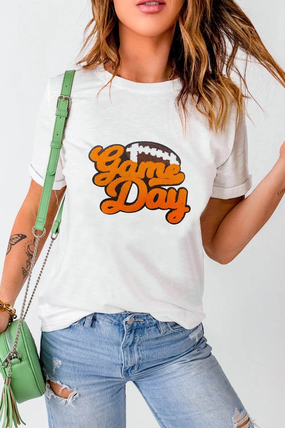 GAME DAY Round Neck Short Sleeve T-Shirt for a perfect OOTD – dress to impress outfits from Amexza