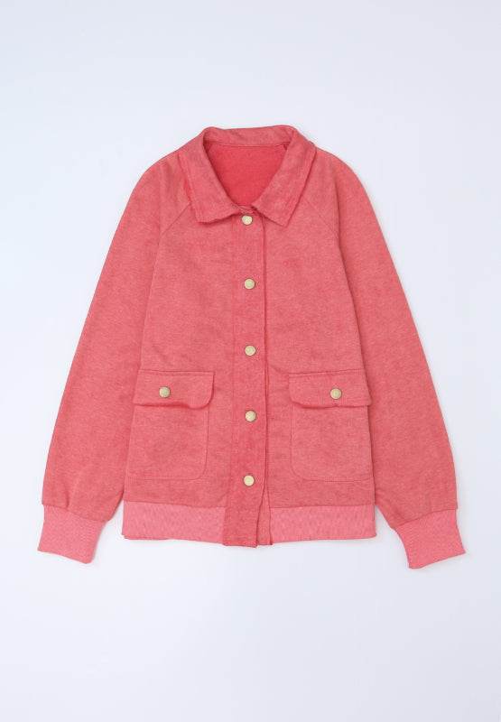 Snap Down Flap Pocket Long Sleeve Shacket - Amexza