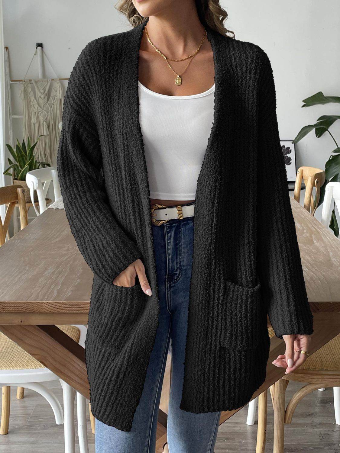 Open Front Long Sleeve Cardigan for a perfect OOTD – dress to impress outfits from Amexza