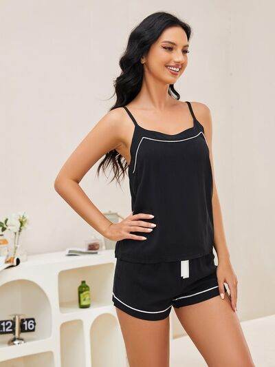 Scoop Neck Spaghetti Strap Top and Shorts Lounge Set for a perfect OOTD – dress to impress outfits from Amexza